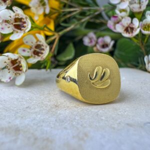 טבעת זהב חותם מעוף הציפור יהלום