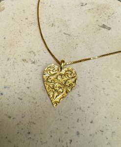 שרשרת לב פריחה בזהב