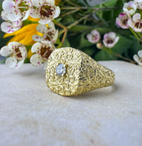 טבעת זהב חותם אליש